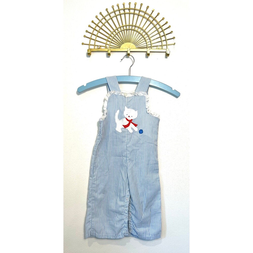 Vintage Neiman Marcus Overalls, Seersucker Overalls